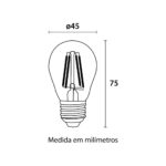Lâmpada de Filamento LED G45 2W - Branco Quente