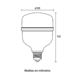 Lâmpada LED High Power T100 E27 - 50W 4000Lm Bivolt 6.500K