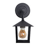 Arandela Colonial Nina Quadrada - Vidro Liso - Preto