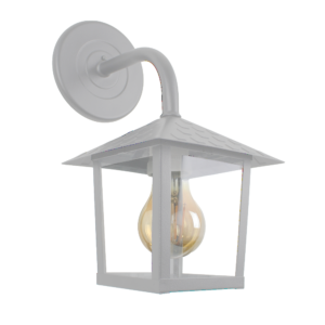 Arandela Colonial Nina Quadrada - Vidro Liso - Branco Brilhante