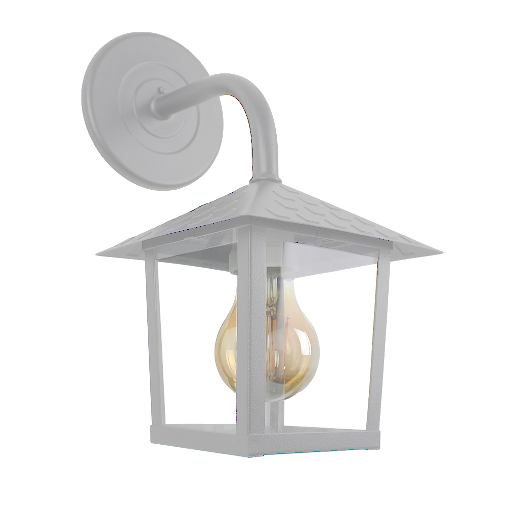 Arandela Colonial Nina Quadrada - Vidro Liso - Branco Brilhante