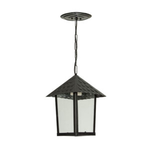 Pendente Colonial Quadrado Vidro Liso - Preto