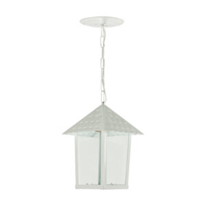 Pendente Colonial Quadrado Vidro Liso - Branco