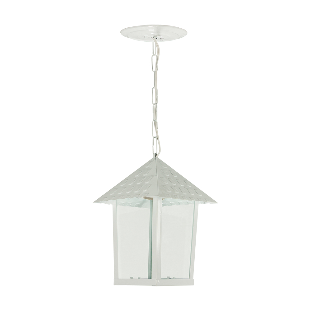 Pendente Colonial Quadrado Vidro Liso - Branco