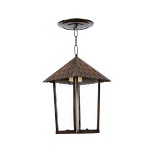 Pendente Colonial Quadrado Vidro Liso - Cobre Liso