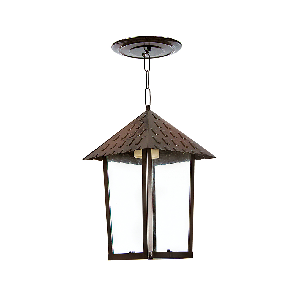 Pendente Colonial Quadrado Vidro Liso - Cobre Liso