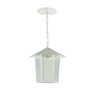 Pendente Colonial Sextavado Vidro Liso - Branco