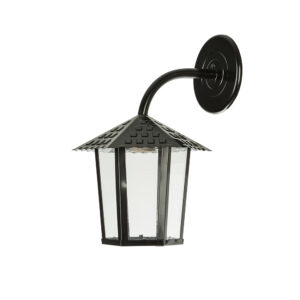 Arandela Colonial Sextavada Vidro Liso - Preto