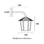 Arandela Colonial Sextavada Vidro Liso - Cobre Liso