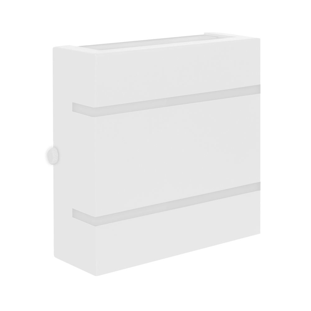 Arandela Quadro Slim Alumínio 2 Fachos 2 Aletas Lente Vidro - Branco Fosco