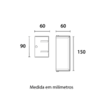 Arandela Quadro Retangular Alumínio 2 Fachos 2 Aletas Lente Vidro - Branco Fosco