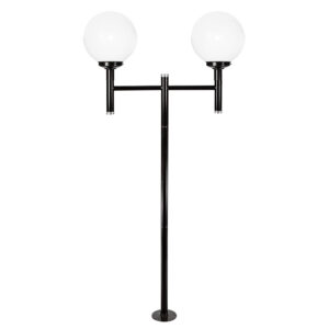 Poste Globo Duplo 2,44m com canopla Com Globo - Preto