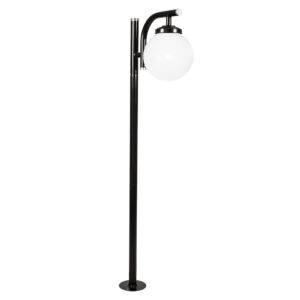 Poste Globo Simples 1,74m com canopla Com Globo - Preto