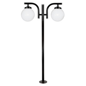 Poste Globo Duplo 1,74m com canopla Com Globo - Preto