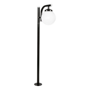Poste Globo Simples 2,44m com canopla Com Globo - Preto
