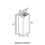 Arandela LED Light 4,3x12cm 5W IP65 Bivolt Facho Ajustável 3.000K - Preto