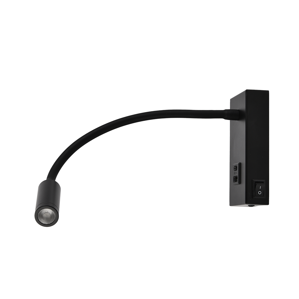 Arandela LED Elo USB 3W Ferro 370mm Bivolt 3.000K - Preto