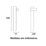 Balizador Arten 50cm - Preto Fosco