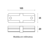 Conector Reto p/ Trilhos Sobrepor - Preto