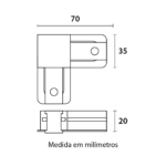 Conector "L" p/ Trilhos Sobrepor - Preto