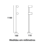 Balizador Guben Duplo 1,10m - Preto Fosco
