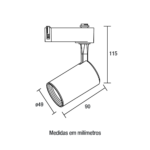 Spot Eletrificado Led Up para Trilho 5W 3.000K - Preto