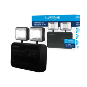 Luminária de Emergência LED 1.200 Lm 5W 2 Faróis Bivolt 6.500K - Preto