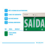 Placa de Saída LED Luz de Emergência 1 Face 1W - Verde