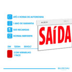 Placa de Saída LED 50x32cm 1 Face - Vermelha 2W 100-240W
