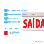 Placa de Saída LED Luz de Emergência Face Dupla 1W - Vermelha