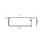 Perfil Embutir Alumínio 40x10mm 3m - Branco Fosco