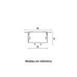 Perfil Embutir Alumínio 3m 48x20mm com 3 Molas e 2 Tampas - Preto