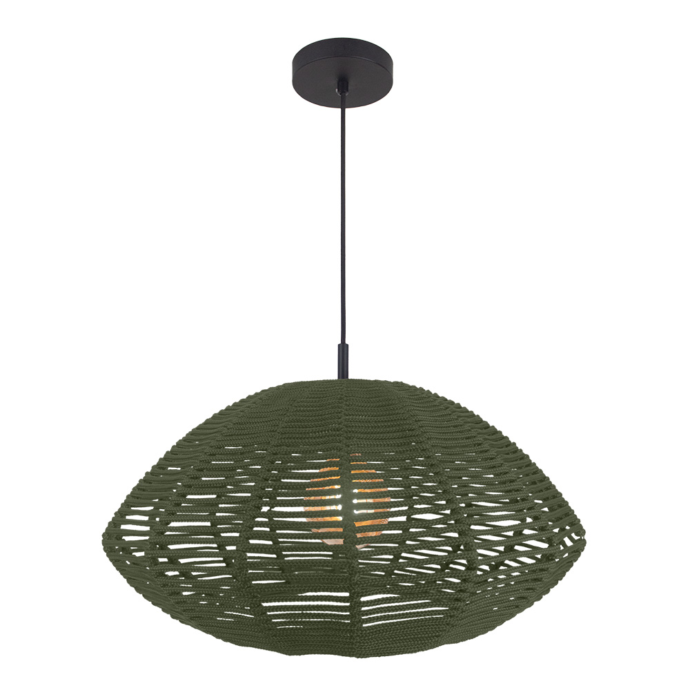 Pendente Maruni 50cm Preto Fosco - Corda Verde Musgo