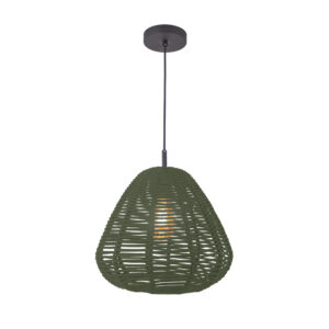 Pendente Maruni 35cm Preto Fosco - Corda Verde Musgo