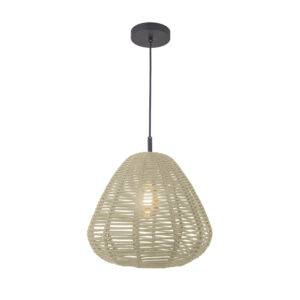 Pendente Maruni 35cm Preto Fosco - Corda Areia