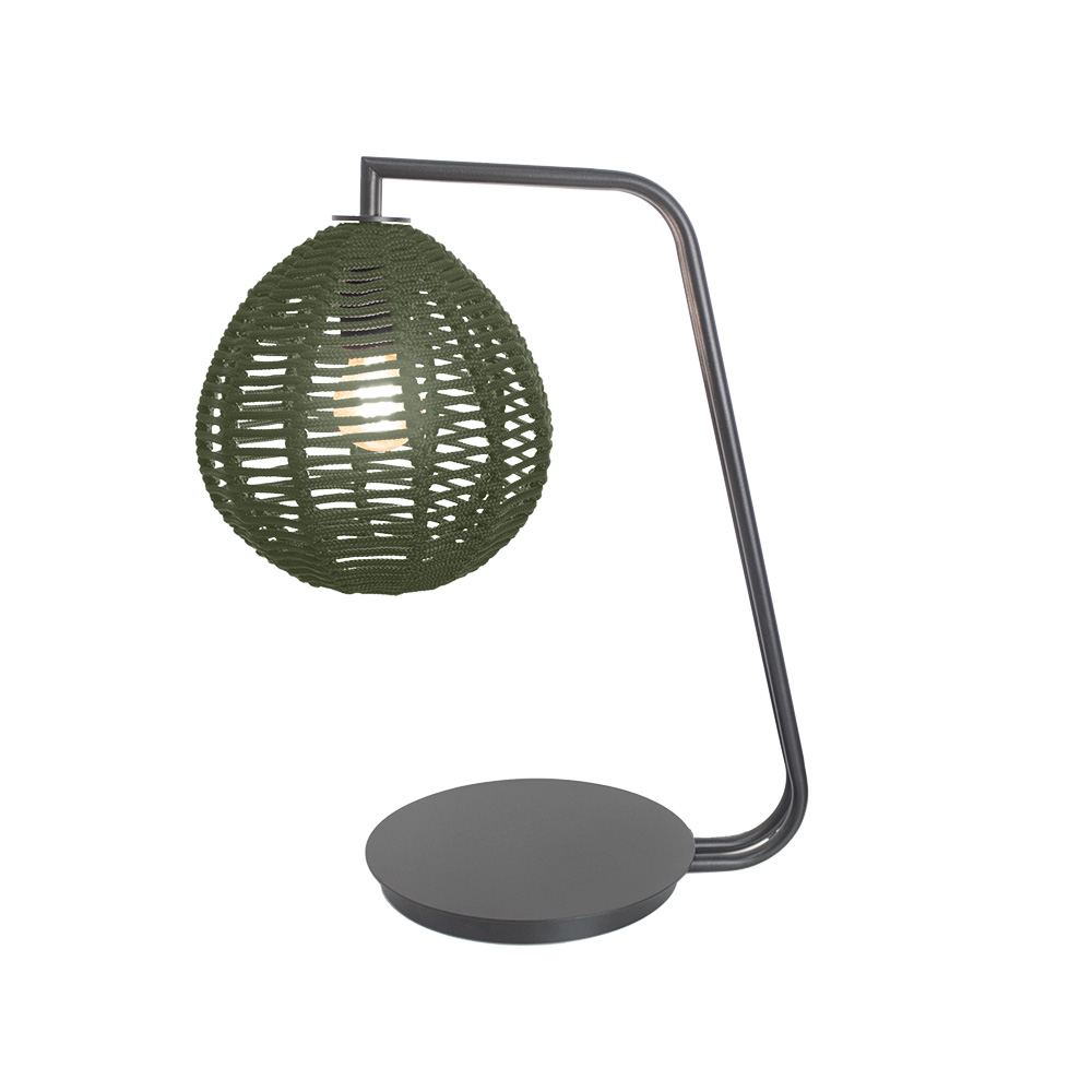 Luminária de Mesa Maruni Preto Fosco - Corda Verde Musgo