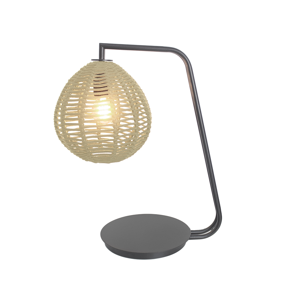 Luminária de Mesa Maruni Preto Fosco - Corda Areia