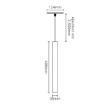 Pendente Tubo 40cm - Preto Liso