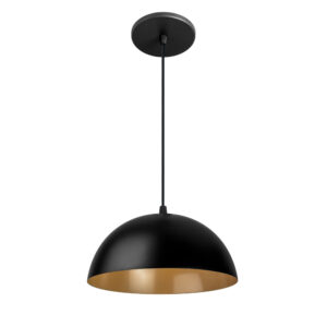 Pendente Cléo Alumínio - Preto com Interno Dourado