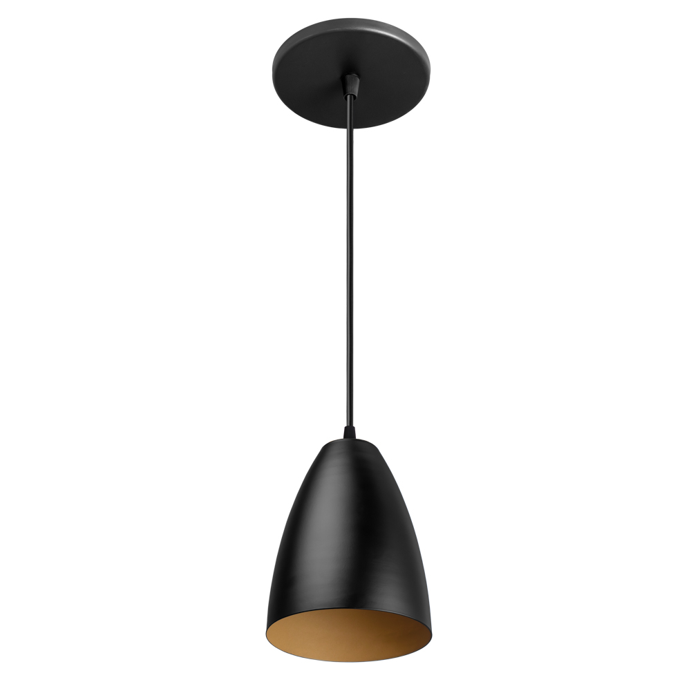 Pendente Nico Alumínio - Preto com Interno Dourado