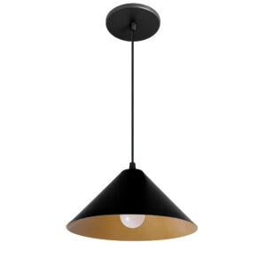 Pendente Luca Alumínio - Preto com Interno Dourado