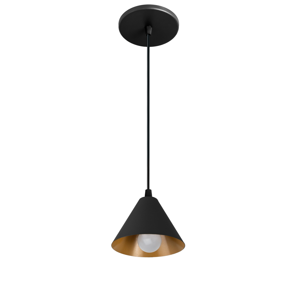 Pendente Lena Alumínio - Preto com Interno Dourado