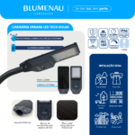 Luminária Urbana LED SOLAR 200W IP66 6.500K - Cinza