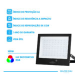 Refletor LED Play 100W Alumínio Bivolt IP66 RGB