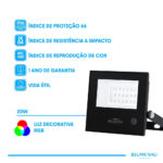 Refletor LED Play 20W Alumínio Bivolt IP66 RGB