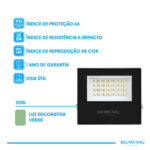 Refletor LED Play 30W Alumínio Bivolt IP66 Luz Verde