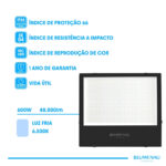Refletor LED Play 600W Alumínio Bivolt IP66 6.500K