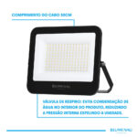 Refletor LED PRO 150W IP66 Bivolt 3.000K - Preto