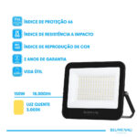 Refletor LED PRO 150W IP66 Bivolt 3.000K - Preto