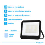 Refletor LED PRO 150W IP66 Bivolt 6.500K - Preto